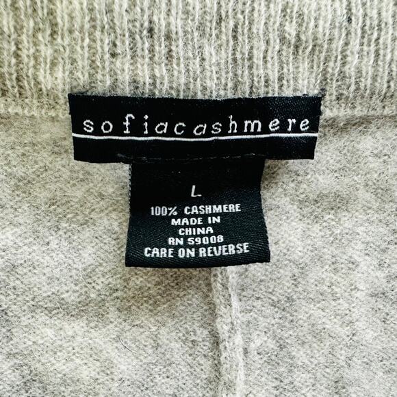 Sofia Cashmere Wide Leg Cashmere Drawstring Pants Grey Size Large Comfort - Picture 3 of 8